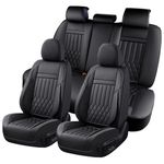 KEYOOG Car Seat Covers Leather Full Set Universal 5-Seater Waterproof Breathable Nappa, Compatible with Honda Civic, Toyota Camry Corolla, Nissan Rogue Sentra, Fit for Front Rear Seats Most Sedans SUV