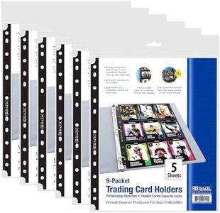 BAZIC Products 9 Pocket Card Sleeves Double Side 3 Ring Binder Trading Card Sleeve Clear Page Protectors for Baseball Basketball Cards, Sports Cards, Business Cards (5/Pack), 6-Packs