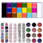 20 Color Face Body Paint Oil - Pan Black & White, Professional SFX Makeup Palette, Face Painting Pallet for Art, Theater, Halloween, Parties, and Cosplay WITH GLITTERS AND RHINESTONERS
