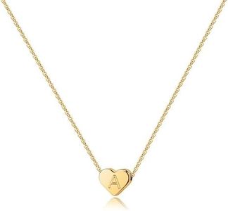 Turandoss Tiny Initial A Necklace for Women - 14K Gold Filled Heart Initial A Necklaces for Women, Tiny Initial Necklace for Women, Heart Initial Necklace Gifts for Women