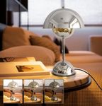 ELINKUME Table Lamp with Touch Control,3000K Warm Light Wired Desk Lamp,Infinitely Dimmable Mushroom Bedside Lamp,for Bedroom,Living Room,Study,Cafe,Restaurant(Silver,Include G45 LED Bulb)