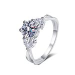 Beydodo Engagement Rings for Women Sterling Silver, Womens Promise Rings Size 9 6-Prong Ring with Zirconia 6.5mm