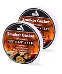 UNCO- Grill Gasket, 2 Pack, 15 ft, 1/2"x 1/8", Smoker Gasket Sealer High Temp, Smoker Seal Gasket, Smoker Gasket, High Temp Gasket Material, High Heat Gasket for Smokers, Smoker Door Gasket