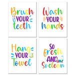 WhatSign Funny Bathroom Wall Art Print for Kids, Set of 4