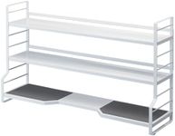 Yamazaki Home Sturdy, Standing Stovetop Kitchen Rack/Spice Shelves | Steel | Countertop Shelf, One Size, White