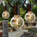 Brightown 2 Pack G40 Outdoor String Lights LED 38Ft(28+10) with Remote, Patio Lights with 16 Shatterproof LED Bulbs(1 Spare), Waterproof Globe Hanging Lights for Backyard Bistro Yard Pergola, 2700K