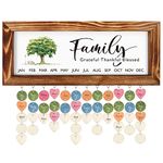 Family Tree Birthday Calendar Reminder Board, (15.8''x6.3'' with 100pcs wood tags), Grateful Thankful Blessed Calendar Sign Hanging, DIY Birthday Calendar Tracker Plaque Gift for Family/Friend/Mother