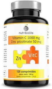 Picolinate de zinc 50 mg + Vitamine C 1000 mg - Renforce le système immunitaire et réduit la fatigue - Zinc hautement absorbé - Convient aux végétaliens 120 comprimés (4 mois)
