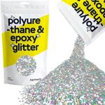 Hemway Polyurethane & Epoxy Resin Glitter 100g / 3.5oz Metallic Crystal Flake Additive for Flooring Jewelry Tumblers Glass Pigment - Extra Chunky (1/24" 0.040" 1mm) - Silver Holographic