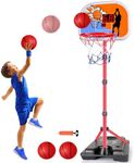 Kids Basketball Hoop with Electronic Scoreboard Adjustable Height 3.4ft-5.9ft Basketball Goals Toddler Basketball Hoop Indoor Outdoor Outside Backyard Basketball Toys Boys Girls Gift Age 3 4 5 6 7 8