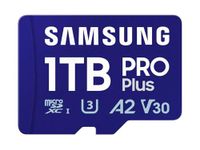 SAMSUNG PRO Plus microSD Memory Card + Adapter, 1TB MicroSDXC, Up to 180 MB/s, Full HD & 4K UHD, UHS-I, C10, U3, V30, A2 for Android Phones, Tablets, GoPRO, DJI Drone, MB-MD1T0SA/AM, 2024