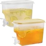 Jucoan 2 Pack 3.5L Fridge Beverage Drink Dispenser with Leak-proof Spigot, Plastic Cold Drink Juice Beverage Dispenser Jug for Party Drink, Juice, Iced Tea, Lemonade, Cold Brew