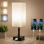 Bedroom Lamps with USB Type C Ports 3 Color Temperatures - 2700K 3500K 5000K Pull Chain White Nightstand Bedside Table Lamps, Ideal Lamps for Home Office White