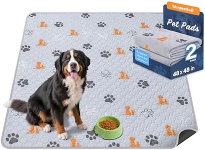 WanpeeGoo Washable Pee Pads for Dogs, Waterproof, 48 x 48 in, 2 Pack, Orng