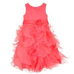 Dressy Daisy Girls' Satin Organza Ruffle Flower Girl Dresses Pageant Gown Party Occasion Dress Size 10 Coral