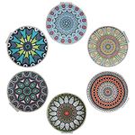 Beaufy Magnifying Travel Makeup Compact Mirror Small Pocket Purse Mirrors Bulk Handheld Mirror Girls Lady - Embossing Mandala Designs - 6 Pack, Red,green,blue (BF-mirror-001-k18)