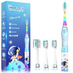 Kids Electric Toothbrush 3-5-6-12, Toddler Toothbrush Girls Electric Toothbrush with Timer Rainbow LED Light Up Sonic Battery Powered Junior Childrens Electric Toothbrush (Astronauts Blue)