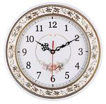 Tebery Silent Modern Quartz Flower Design Decorative Wall Clock Non-Ticking Digital 11-Inch Clock (White)