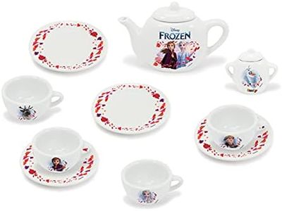 Smoby 7600310538 Frozen Porcelain Service 10 Pieces Licensed Cup Plate Sugar Bowl Teapot Toy Set for Children Aged 3+, Colourful