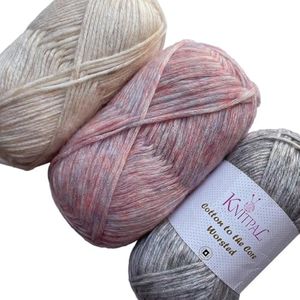 Cotton to The Core Worsted Weight Yarn for Crocheting, 3 Skeins, 654 Yds/300G, Free Patterns - Soft Cotton Yarn for Knitting - #4 Medium Worsted Weight - Pink Elephant