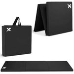 Xn8 Sports Tri-Fold Gymnastics Tumble Mat - 6cm Thick & 6Ft Long Foldable Gymnastic Exercise Mat for Kids and Adults- Non Slip PU Leather Surface Crash Mat with Carrying Handles for Yoga Pilates