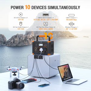 GRECELL 500W Portable Power Station – 519Wh Solar Generator, 2 AC Outlets, 10-Port Backup for Camping & Emergency