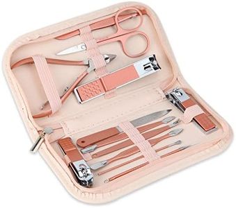 Nail Clippers and Beauty Tool Portable Set, Rose Gold Martensitic Stainless Steel Manicure Set 12 in 1, with Pink Leather Bag, Suitable for Home, Workplace, Outdoor Travel, Gift Giving, Beauty Salon.