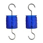 2 Pack Blue Glass Ant Moat for Hummingbird Feeder