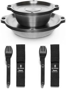 FULL WiNDSOR - MAGWARE - Magnetic Bowls and Plates (8PCS) & Magnetic Camping Cutlery Set (6PCS), Portable Knife, Fork & Spoon with Case, Travel Dinnerware & Silverware for Camping, Outdoor Backpacking