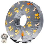 Inflatable Dog Collar, Dog Cone Collar Inflatable Recovery Collar for Dogs & Cats, Soft Pet Surgery Collar Comfortable Protective Collar Prevent from Licking, Biting Wound, Cute Donut Design (Large)