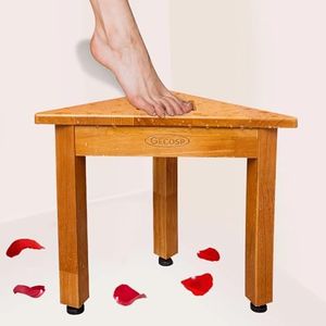 Shower Foot Rest for Shaving Legs 13'' Corner Shower Stool Wooden Waterproof Shower Bench for Small Bathroom Shower seat for Inside Shower Step