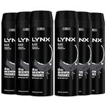 Lynx Pack of 6 XL Black 48 Hours High-Definition Fresh Frozen Pear & Cedarwood Scent Body Spray Deodorant with dual-action odor-busting zinc technology, 200ml