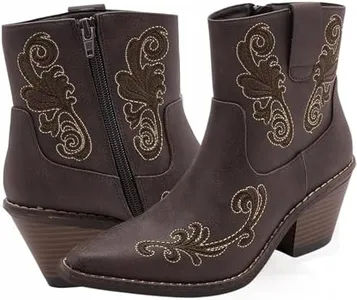 Canyon Trails Western Ankle Boots for Women - Cowgirl Style (Dark Brown- Arlene) Comfortable for Teen Girls - Dark Brown, 7 US