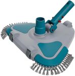 Upgrade Pro Weighted Triangular Pool Rotative Vacuum Head with Brush & EZ Clip Handle - for Cleaning Surface Safe on Vinyl Lined Pools