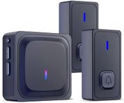 BN-LINK Wireless Doorbell with 2 Buttons, Mini Waterproof Door Bell Easy Installation, 1000Ft Range, Adjustable Volume & 58 Chimes, LED Flash, Perfect for Homes, Offices, Apartments (Black)