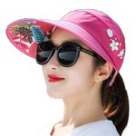 Alexvyan Polyester Sun Visor Hats For Women Uv Protection Wide Brim Summer Cap For Girls Hat Uv Protection Breathable Casual Beach Hat, Sun Protection Cap For Women (Dark-Pink), Large