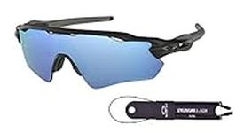 Oakley Radar EV Path OO9208 920855 38M Matte Black/Prizm Deep H2O Polarized Sunglasses For Men+BUNDLE Accessory Leash Kit + BUNDLE with Designer iWear Eyewear Kit