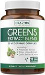 Healths Harmony Super Greens Antioxidants Superfoods 2250mg Supplement - 20 Ingredients with Sprouts, Mushrooms, Roots, Garlic, Bitter Melon, Artichoke, Celery Seed, Cayenne Pepper, Alfalfa Non GMO