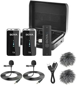 BOYA Lightning Dual Wireless Lavalier Microphone for iPhone13 iPad with Charging Case BY-XM6-K4 Clip on Lapel Microphone for Video Recording Vlogging, YouTube, Interview, TikTok, Wireless Range 328ft