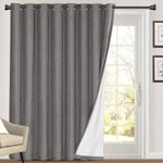 PrinceDeco 100% Blackout Curtains for Sliding Glass Door Blackout Curtains 84 Inches Long Extra Wide Thermal Curtains for Sliding Glass Door Room Divider Curtains,W100 X L84 Inch,Grey
