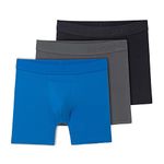 Terramar Men's Silkskins 3pk Air Cool Boxer Briefs, Black/Grey/Light Blue, XL (Pack of 3)