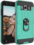 Jeylly Galaxy Sky Case,Galaxy J3 2016/J3 V Case,Galaxy Express/Amp Case,Galaxy Sol Case, Shockproof Dual Layer Armor Defender Scratch Absorbing Hybrid Rubber Plastic Phone Case Cover - Turquoise