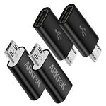 ARKTEK USB-C Adapter - USB Type C (Female) to Micro USB (Male) Sync and Charging Adapter for Digital Camera Power Bank Galaxy S7/S7 Edge and More (Pack of 4, Black)