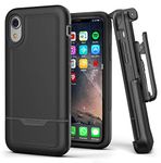 Encased iPhone XR Belt Clip Holster Case, Heavy Duty Protective Cover with Rugged Holster Clip (Rebel Armor Series) Apple iPhone XR Phone (Smooth Black)