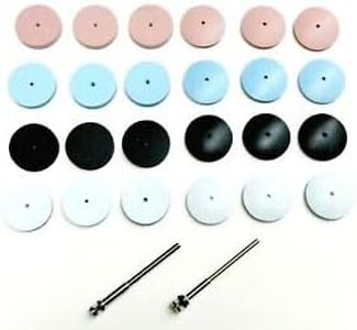 Silicone Polishing Wheel Set of 26 Silicone Polishing 7/8" Wheel Kit Assortment 24 Pieces + 2 Mandrels 4 Grades - Coarse White/Medium Black/Fine Blue/Extra Fine Pink Made in Germany by JTS