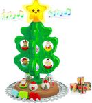 My First Christmas Tree for Kids, Light Up Star Musical Toy Toddler Christmas Tree Decoration Toy Set with Colorful Ornaments DIY Train&Track, Roly Poly Toys, Finger Puppets Xmas Gifts for Boys Girl