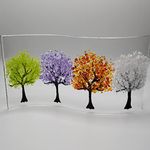 Handmade fused glass tree showing four seasons wave shaped panel/suncatcher