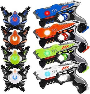 HISTOYE Laser Tag Guns Sets of 4 Players Game Laser Tag Sets with Gun and Vest Indoor Outdoor Toy Gun Battle for Boys Toys Age 3 4 5 6 7 8 9 10+ Gifts for 12 Year Old Boy