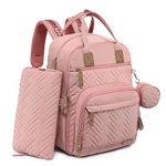 iniuniu Diaper Bag Backpack, iniuniu Large Unisex Baby Bags for Boys Girls, Waterproof Travel Back Pack with Diaper Pouch, Washable Changing Pad, Pacifier Case and Stroller Straps (Pink)