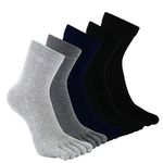 Men Toe Socks Cotton Running Five Finger Mini Crew Socks, 1.mix Color-5 Pairs, UK Meninchess shoes 6-10